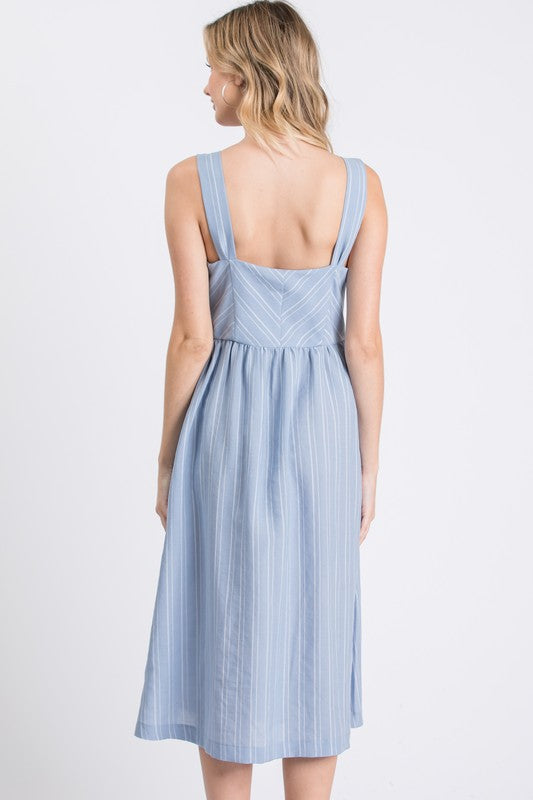 Sleeveless striped woven dress