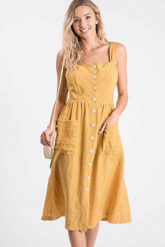 Sleeveless striped woven dress
