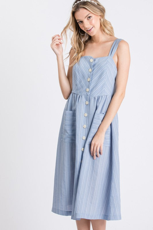 Sleeveless striped woven dress