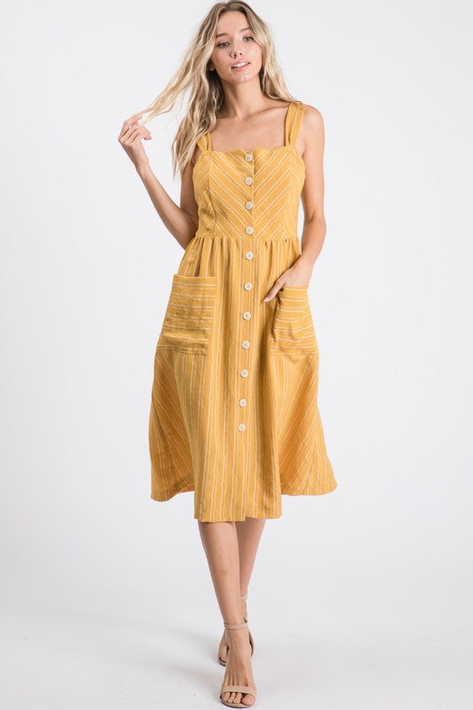Sleeveless striped woven dress