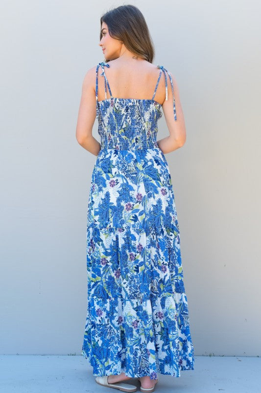 Ethnic Floral Smocked Maxi Dress