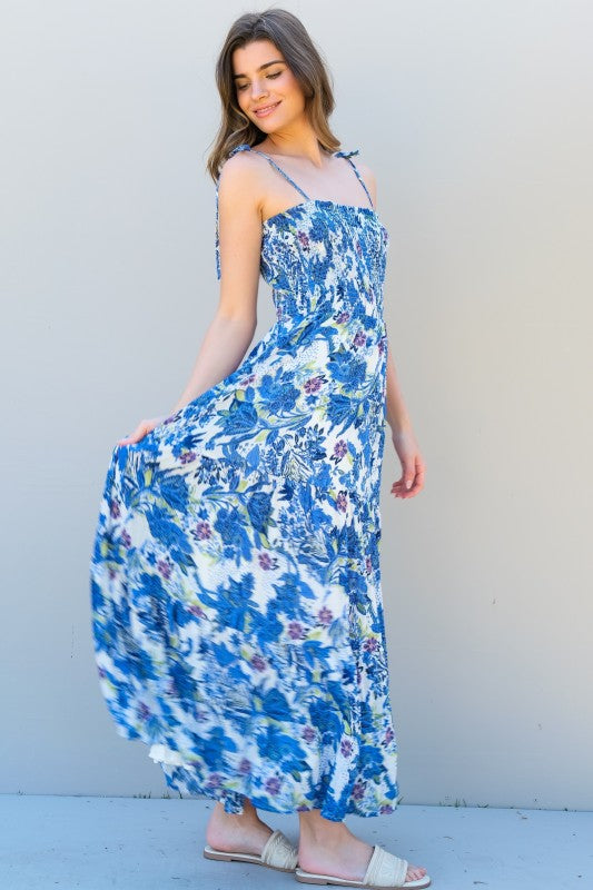 Ethnic Floral Smocked Maxi Dress