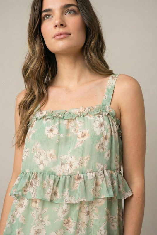 Tiered Floral Mini Dress