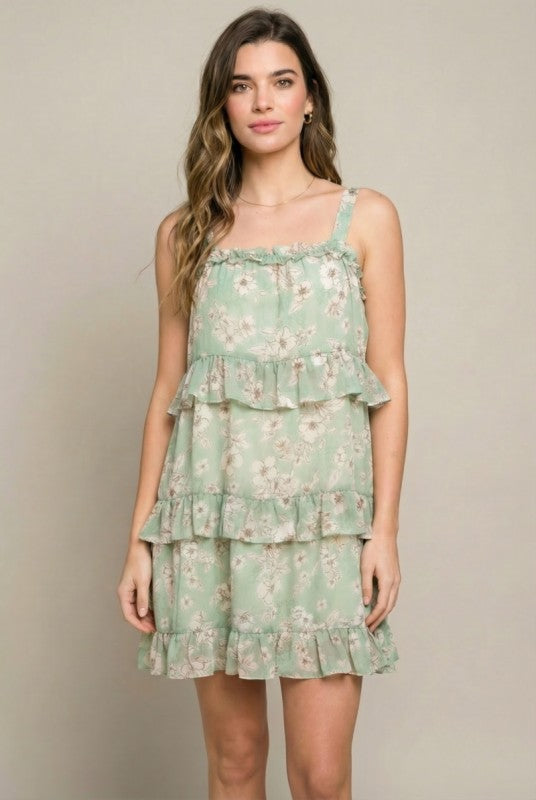 Tiered Floral Mini Dress