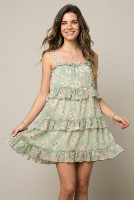 Tiered Floral Mini Dress