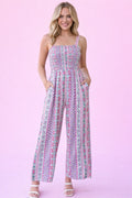 Smocked Bodice Boho Wide-Leg Jumpsuit