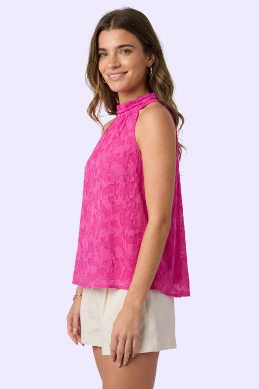 Textured Jacquard Halter Neck Top