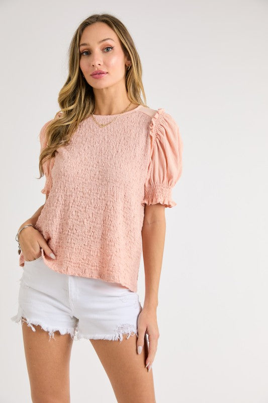 Smocked Puff Sleeve Top