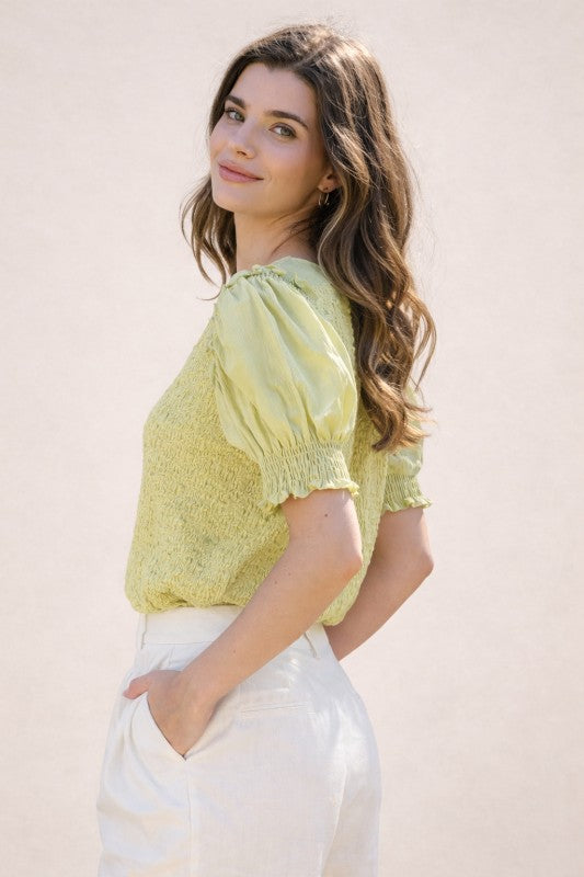 Smocked Puff Sleeve Top