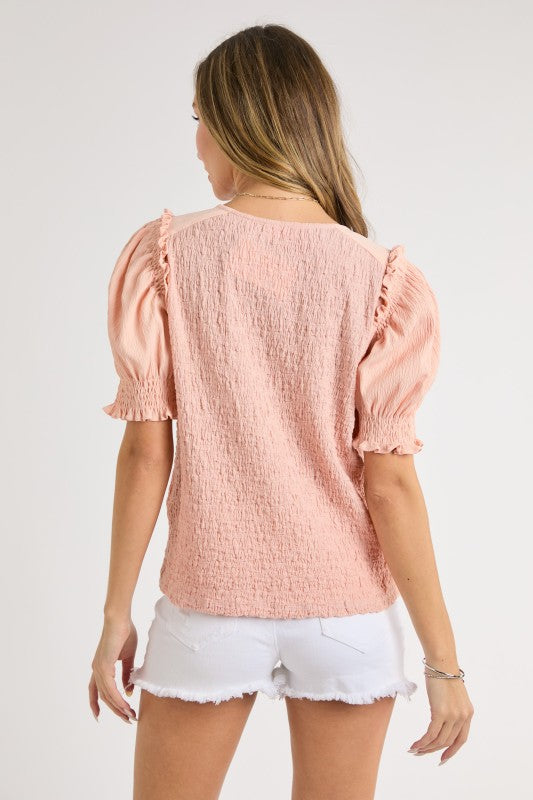 Smocked Puff Sleeve Top
