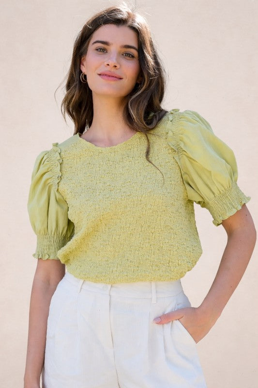 Smocked Puff Sleeve Top