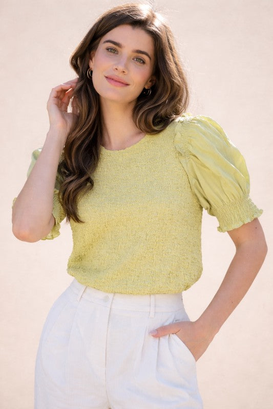 Smocked Puff Sleeve Top