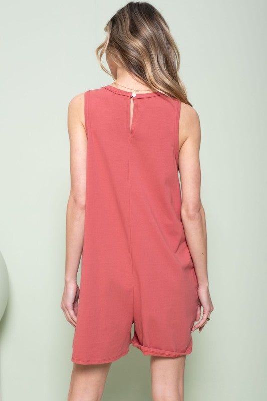 Casual Sleeveless Pocket Romper