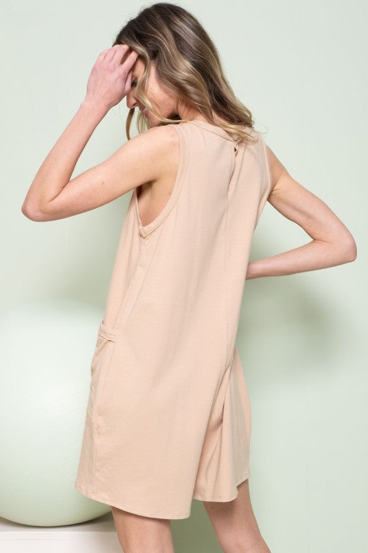 Casual Sleeveless Pocket Romper