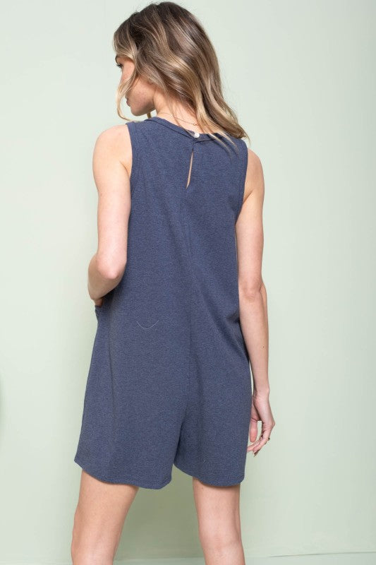 Casual Sleeveless Pocket Romper