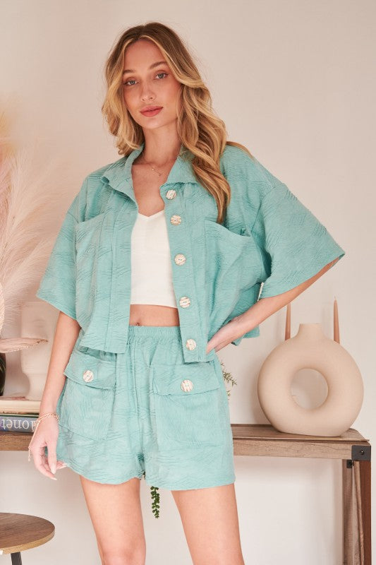 Aztec Mood Jacquard Knit Cropped Jacket Set
