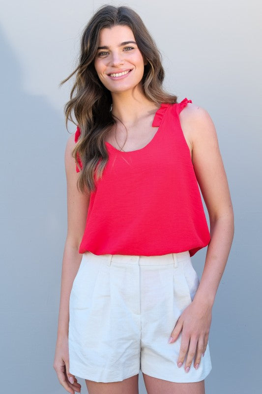 Ruffle Sleeve V-Neck Blouse