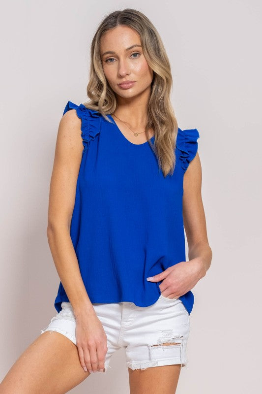 Ruffle Sleeve V-Neck Blouse