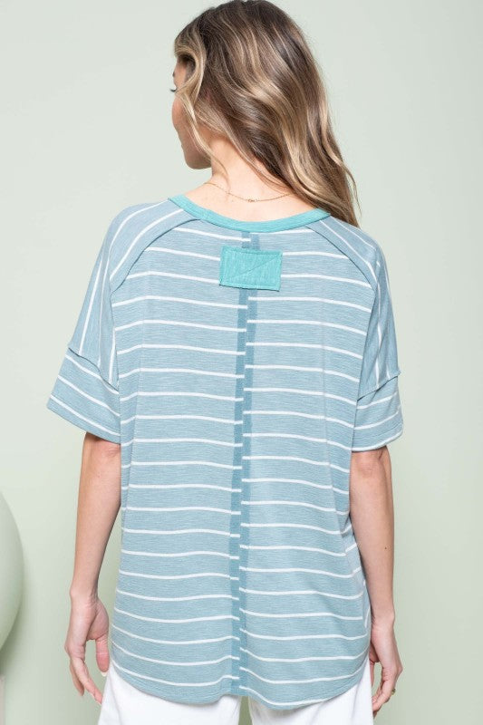 Oversized Stripe Short Sleeve Top