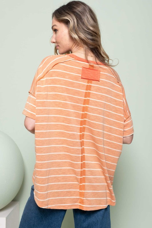 Oversized Stripe Short Sleeve Top